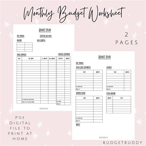 Spending Plan Worksheet