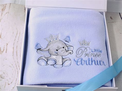 Personalised Baby Boy Blanket Blue Embroidered Fleece | Etsy UK