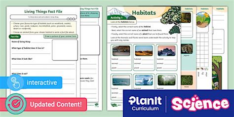 Interactive PDF: Home Learning: Science: Year 2: Habitats