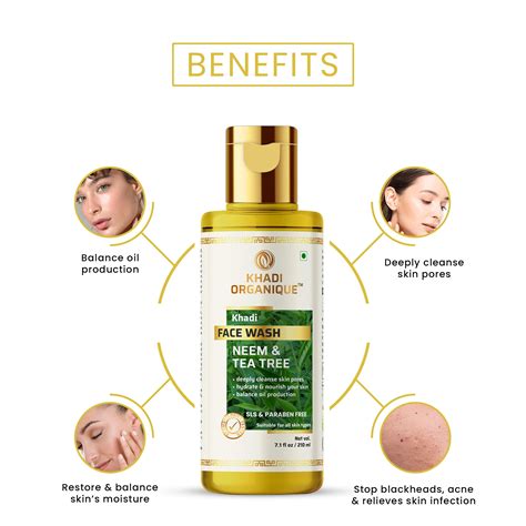 Khadi Organique Neem & Tea Tree Face Wash (SLS & Paraben Free) | Neem ...