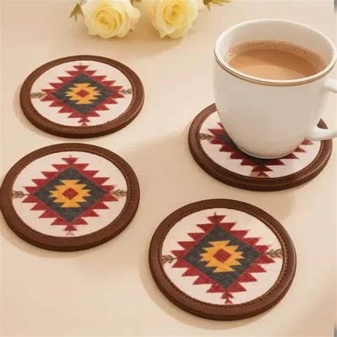 Mona B - Set of 4 Printed Coasters, 4.5 INCH Round, Best for Bed-Side
