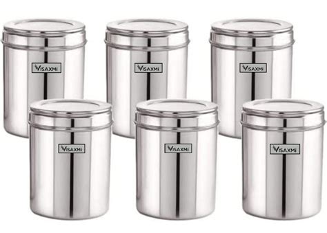 Buy VISAXMI Stainless Steel Dabba Set of Kitchen With See Through Lid ...