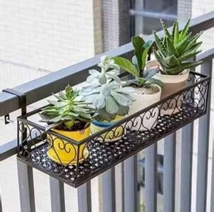 MS INDUS Premium Metal Rectangular Hanging Railing Planter Stand for ...