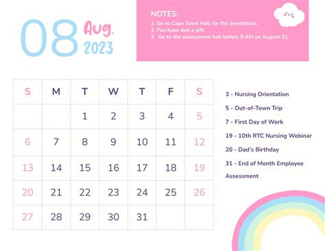 August 2025 Calendar Template in Illustrator, Word, Excel, SVG, JPG ...