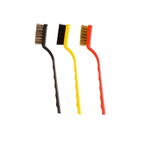 Sulfar 3 Pc Mini Wire Brush Set (Brass, Nylon, Stainless Steel Bristles ...