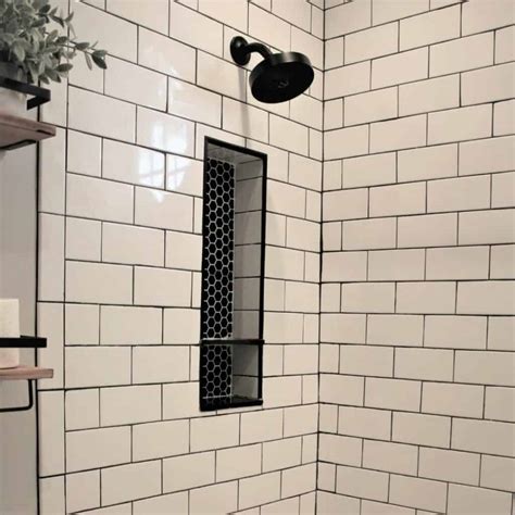 Shower With White Subway Tile And Black Grout at Rebecca Patrick blog