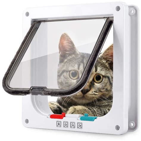 Qpets® Cat Door, 4 Way Locking Pet Door for Small Cat Dog, Indoor Pet ...