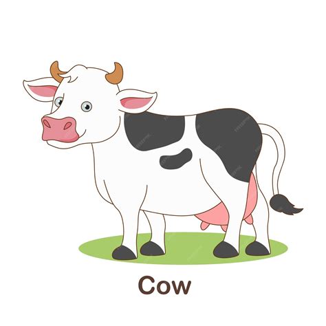Tarjeta de vocabulario para niños. vaca con imagen de vaca | Vector Premium