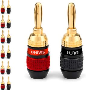 dhivis Tune Banana Plugs - 12 Pcs, Gold Plated for AVR, HiFi Speakers ...