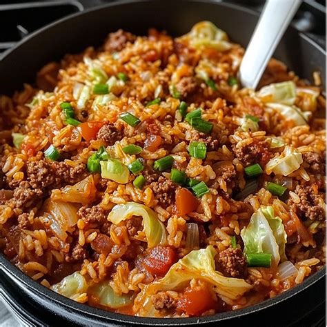 Cajun Cabbage Jambalaya with Ground Beef and Sausage - Perfect Dinner ...