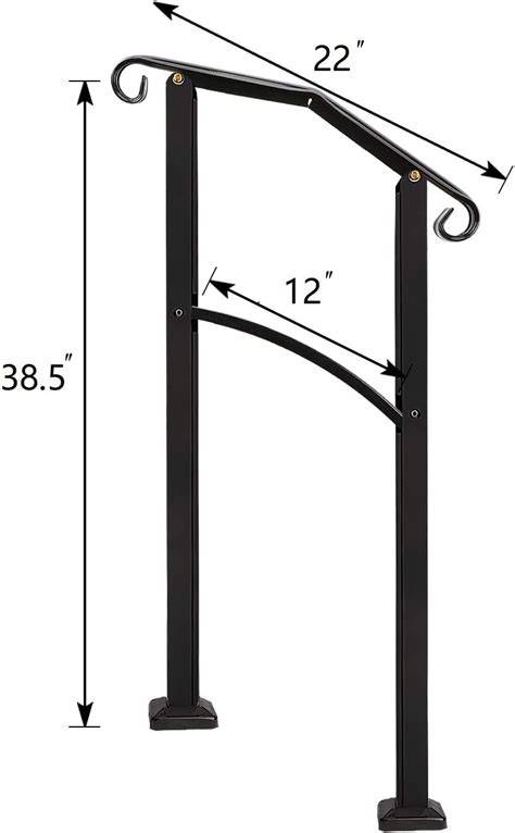 Buy Handrails for Outdoor Steps, Black Handrail Arch,1 or 2 Steps Stair ...