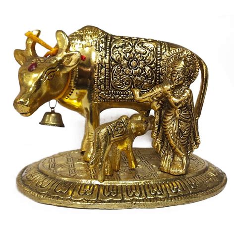 Buy Clickmyprint Lord Krishna Idol with Kamdhenu Cow & Calf God for ...