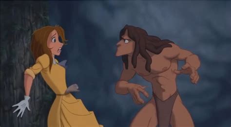 Jane is face to face with Tarzan before Tarzan will hand the drawing ...