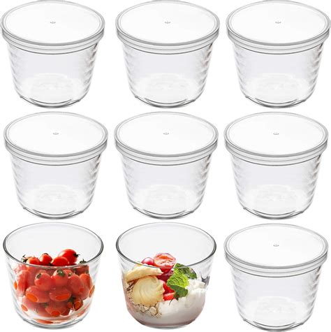 Amazon.com: yarlung 9 Pack Small Glass Bowls with Plastic Lids, 6.8 Oz ...