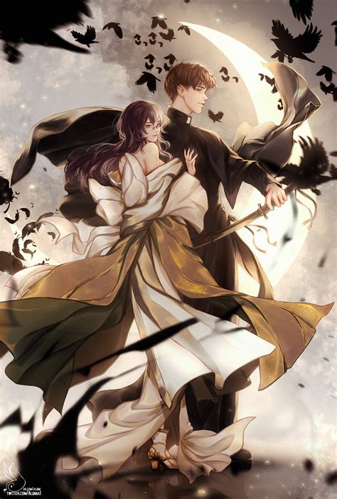 Download wallpaper 1576x2339 couple, priest, crows, anime, art hd ...