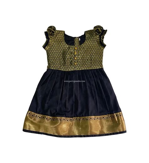 Buy Toddler Silk Frock Black and Golden – Pattupavadai.com