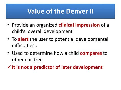 Developmental Screening test (Denver II - Overview) | PPTX