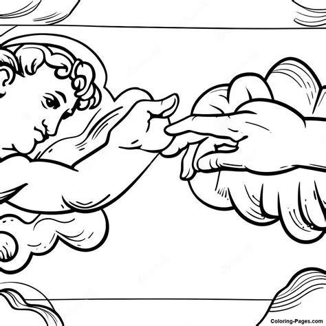 Sistine Chapel Creation Of Adam Coloring Page | Coloring-Pages.com