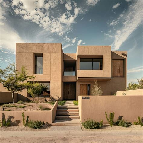 Elegant Modern Pueblo-Style Home with Adobe Walls and Geometric Lines ...