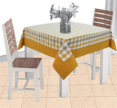 Buy Airwill 100% Cotton Checkered Pattern 4 Seater Square Table Cover ...