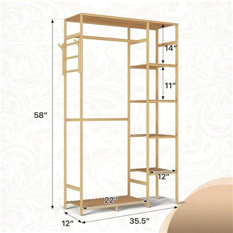 48" Bamboo Garment Rack Multi Tier Clothes Rack Storage Shelves With ...