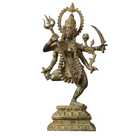 Brass Kali Mata Idol with Four Arms 8" - Superfine Craftsmanship