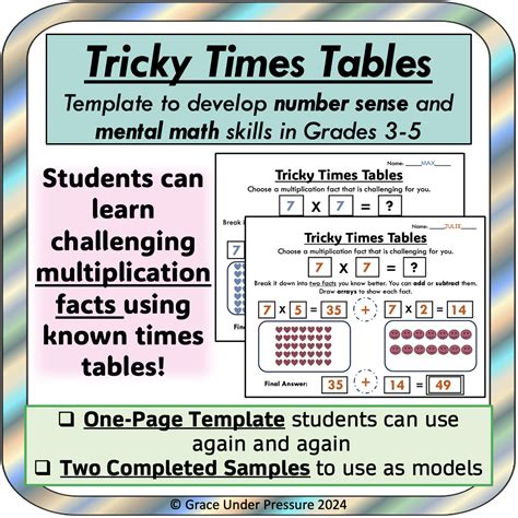 Tricky Times Tables: Multiplication Graphic Organizer for Fact Fluency ...