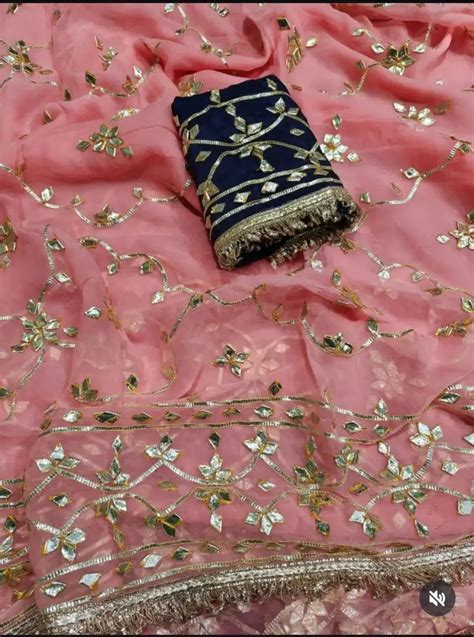 Handworked Gota Patti Georgette Saree with Sequence Lace Border | Hansh ...