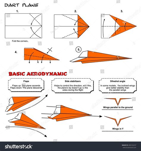 Origami Traditional Dart Plane Diagram Instructions: ilustración de ...
