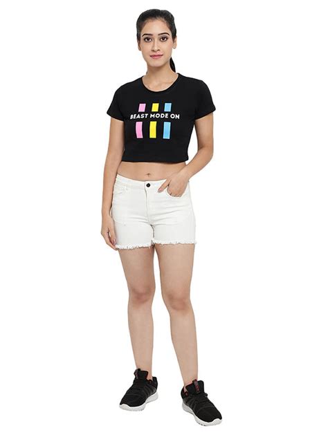 Beast Mode On Women Short Sleeve Printed Cotton Crop Top – The Dance Bible