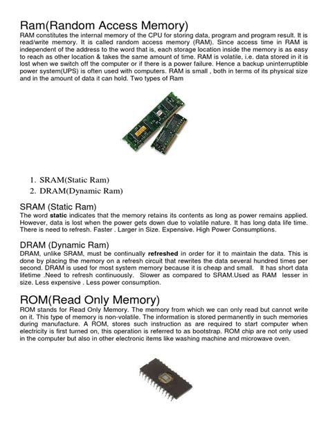 An In-Depth Look at RAM, ROM, and Other Memory Types Used in Computing | PDF | Random Access ...