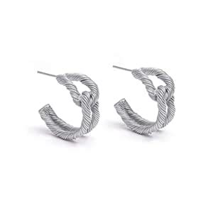 Ethnic Andaz Threaded Circular Hoops Silver Plated Earrings for Women ...