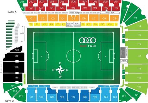 Audi Field Seating Plan with Seat Numbers and Rows - Audi Field Map