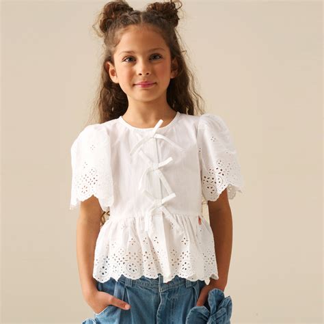Angel & Rocket Girls Solid White Cotton Tops