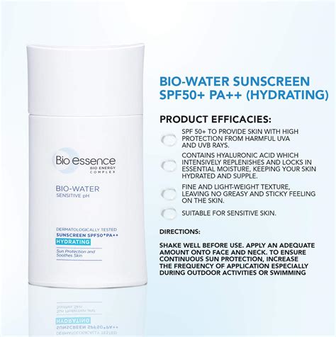 Bio Essence BIO-ESSENCE Bio-Water Hydrating Sunscreen SPF50 - India | Ubuy