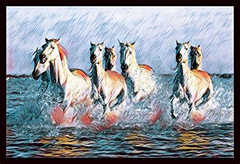 Shandilya Arts Seven Horses Art Framed Paintings for living room ...