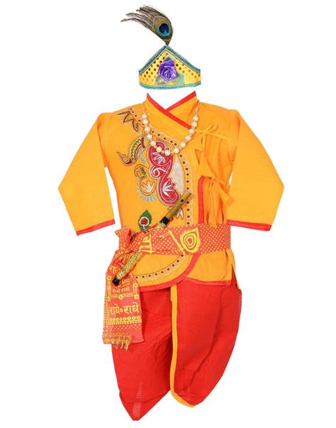 Ahhaaaa Cotton Handwork Krishna Dress Kurta with Dhoti Pant for Boys ...