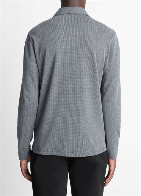 Houndstooth Cotton Johnny-Collar Polo Shirt in Henleys & Polos | Vince