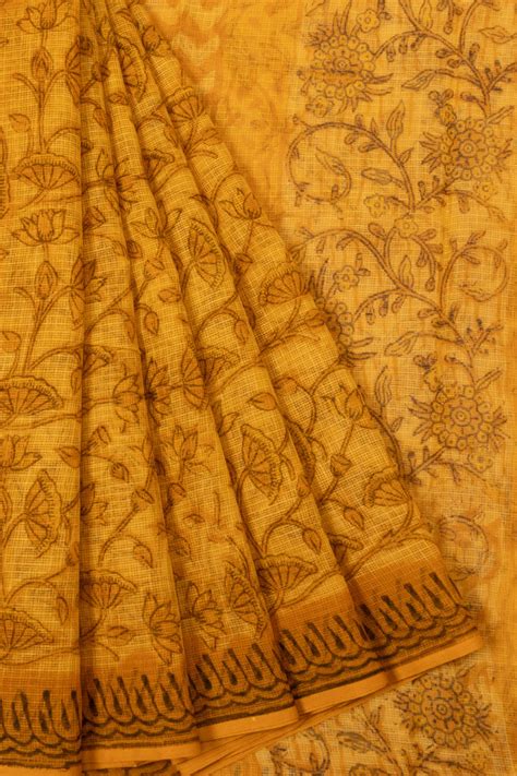 Yellow Vanaspathi Hand block Printed Kota Cotton saree | Avishya.Com ...