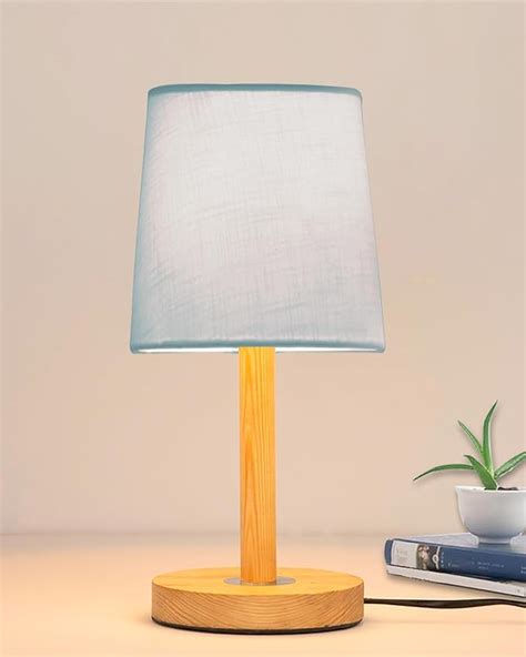 Buy Homesake® Pinewood Table Lamps for Nightstand, Fabric Linen ...