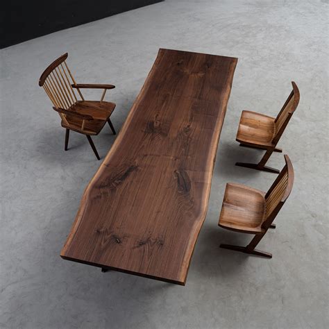 KAZANAHOME Natural Live Edge Solid Wood Black Walnut Dining Table