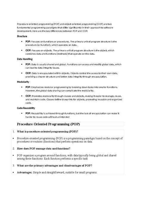 Module 1 notes - Procedure-oriented programming (POP) and object ...