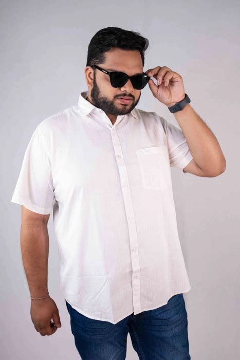 White half sleeve shirt - Big&Bold King Size Lifestyle Pvt. Ltd.