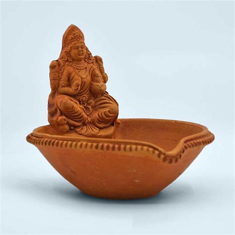 Buy Handmade Lakshmiji Idol Terracotta Diya Ghee Batti Holder Online On ...