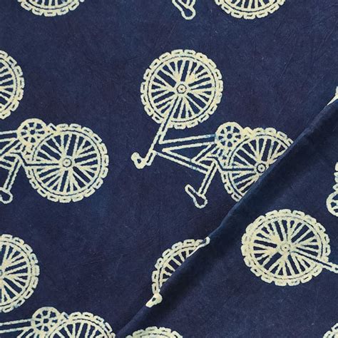 Pure Cotton Indigo Cycle Hand Block Print Fabric – Sanskruti