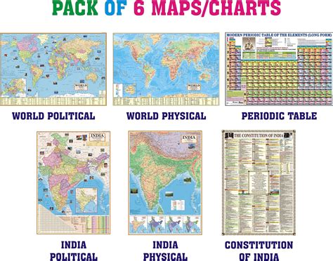 Buy Editone international Pack Of 6 s India Political + India Physical ...