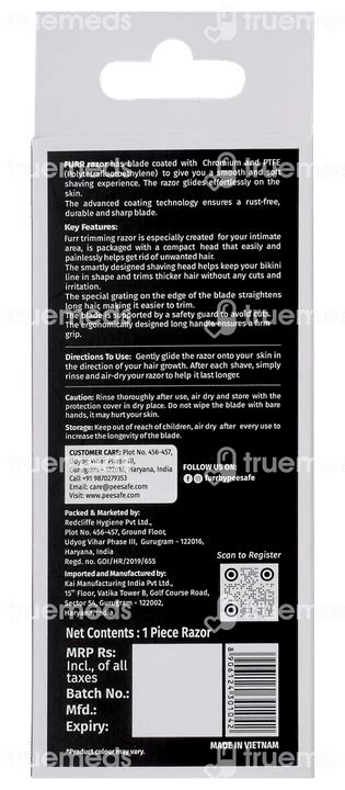 Furr By Pee Safe Bikini Line Triming Razor Pack Of 1 - Uses, Side ...