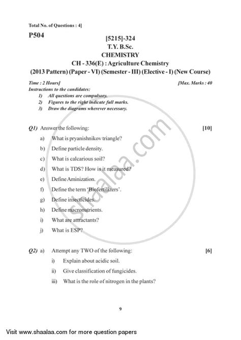 Agriculture Chemistry 2017-2018 B.Sc Chemistry Semester 5 (TYBSc) 2013 ...