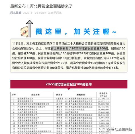 邢台123：邢台8家企业入围河北省民营百强，行业结构比较均衡，可持续发展性强