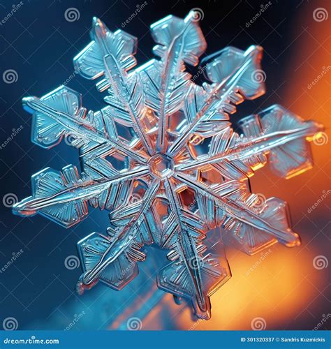 Snowflake Under the Microscope, Macro. Generative AI Stock Illustration ...